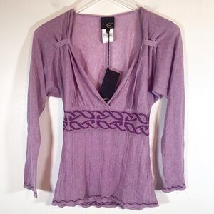 NWT Just Cavalli Italy Lilac Sweetheart long sleeve lightweight sweater sz 44